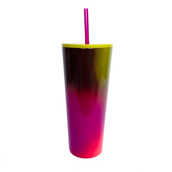 Starbucks Stainless Steel Purple Pink Green Ombre Tumbler With Straw 24oz - Picture 3 of 10